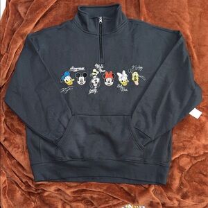Disneyland Black Embroidered 1/4 Zip-Up Character Sweatshirt